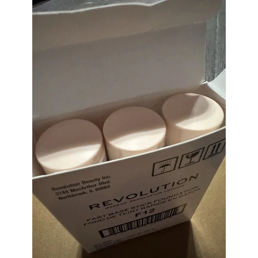 Makeup Revolution Fast Base Stick Foundation F12 3Pc Lot New